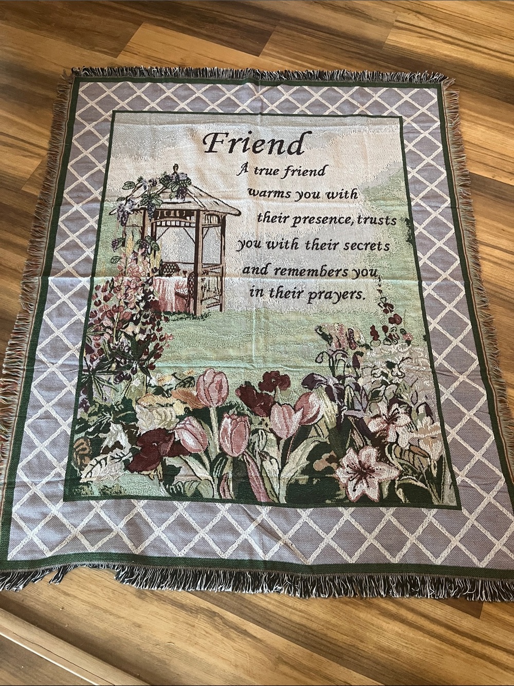 Cottagecore "Friend" Thick Woven 50"x61” Throw Blanket